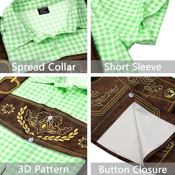GaudiBursch – T-Shirt mit kariertem Hemd- & Lederhosen-Print – Dein Wiesn-Hit