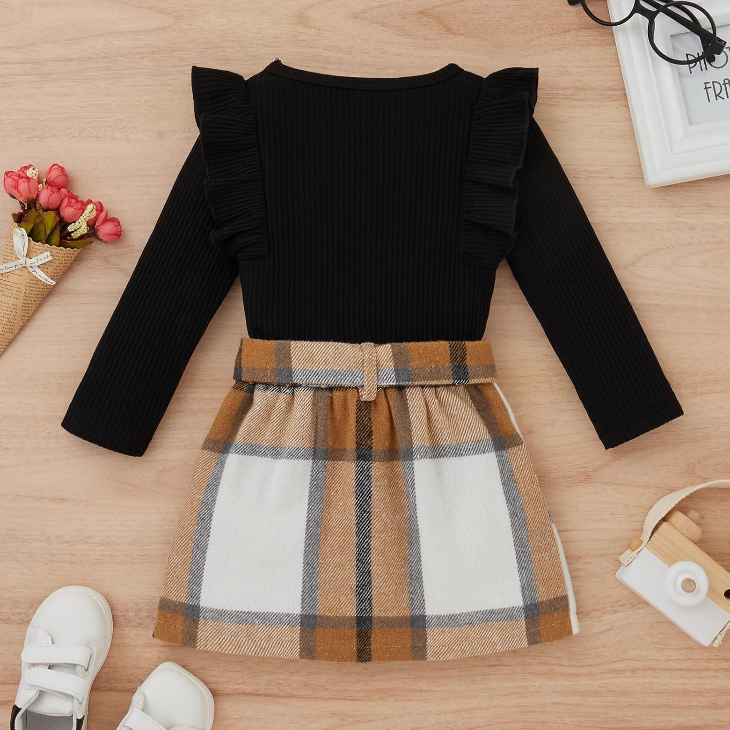 Set Invernale per Bambino - Maglione a Collo Alto e Gonna Lavorati a Maglia