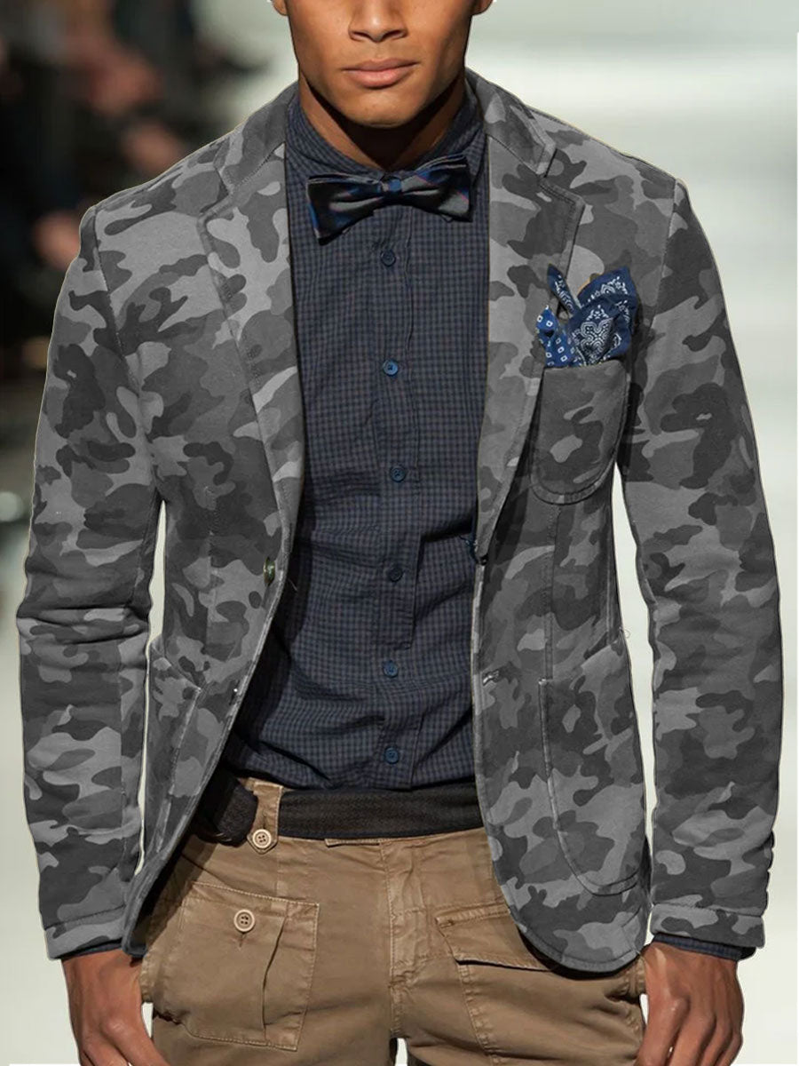 Blazer mimetico casual da uomo con più tasche - audace e alla moda