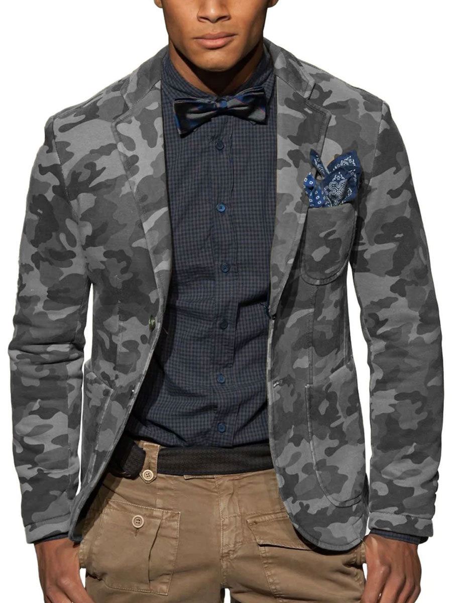 Blazer mimetico casual da uomo con più tasche - audace e alla moda