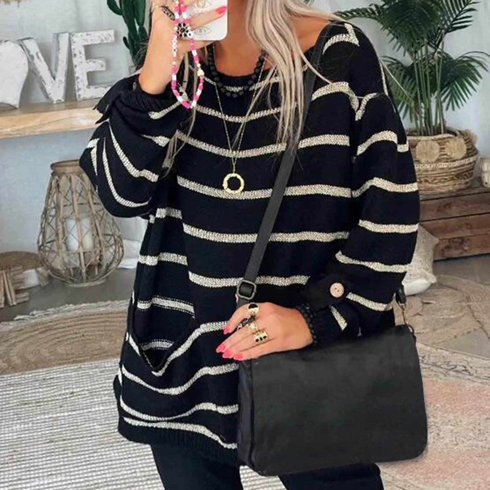 Devako elegante e comodo maglione a righe
