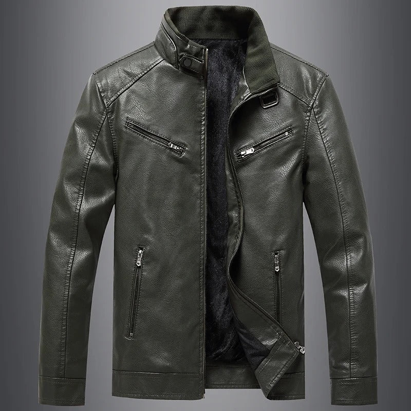 Slim Fit Jacke aus echtem Leder - Dravio