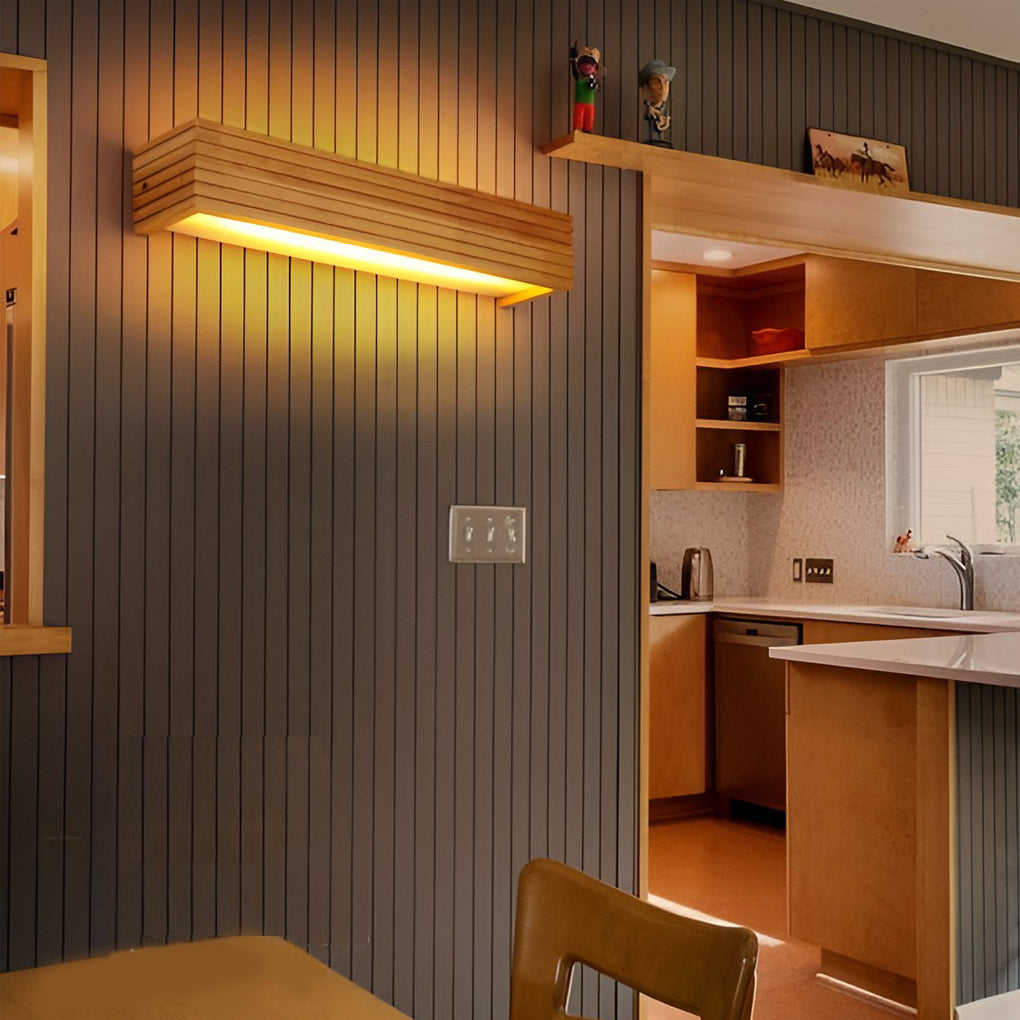 GlowWood - Rechteckige wasserdichte LED-Wandleuchte Nordisch Spiegelbeleuchtung