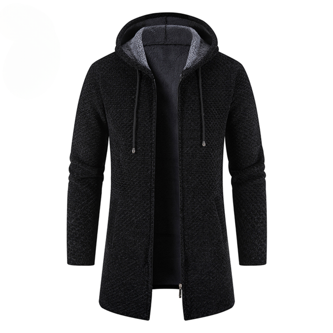 Stylische lange Strickjacke mit Kapuze für Männer - Pablo