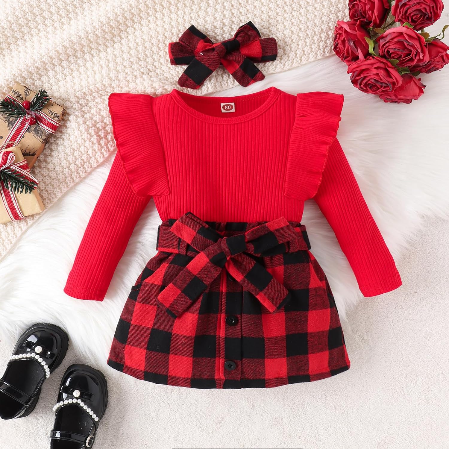 Set Invernale per Bambino - Maglione a Collo Alto e Gonna Lavorati a Maglia