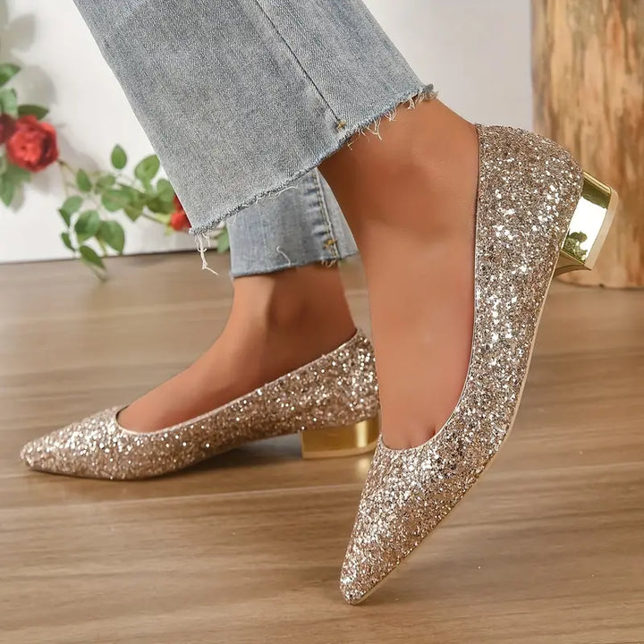 Quenna Shoes | Glitzernde Glitzer Halbschuhe für festliche Looks