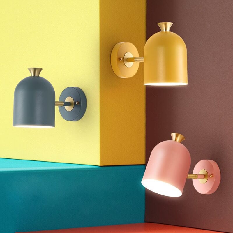 Moderne Macaron-Metall-Zylinder-Wandleuchte mit 1 Licht
