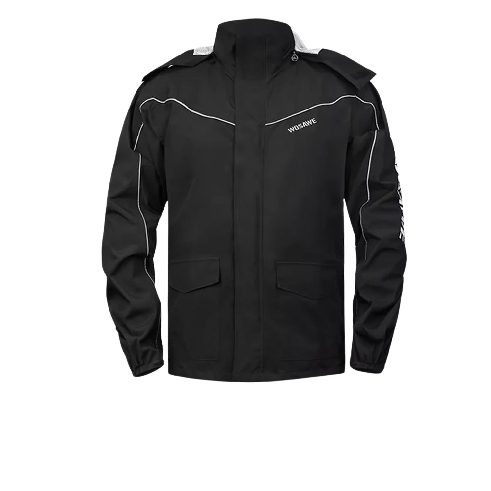 Wasserdichter Herren Motorrad Regenmantel mit Reflektoren, Schwarz/Grün, S-XXXL