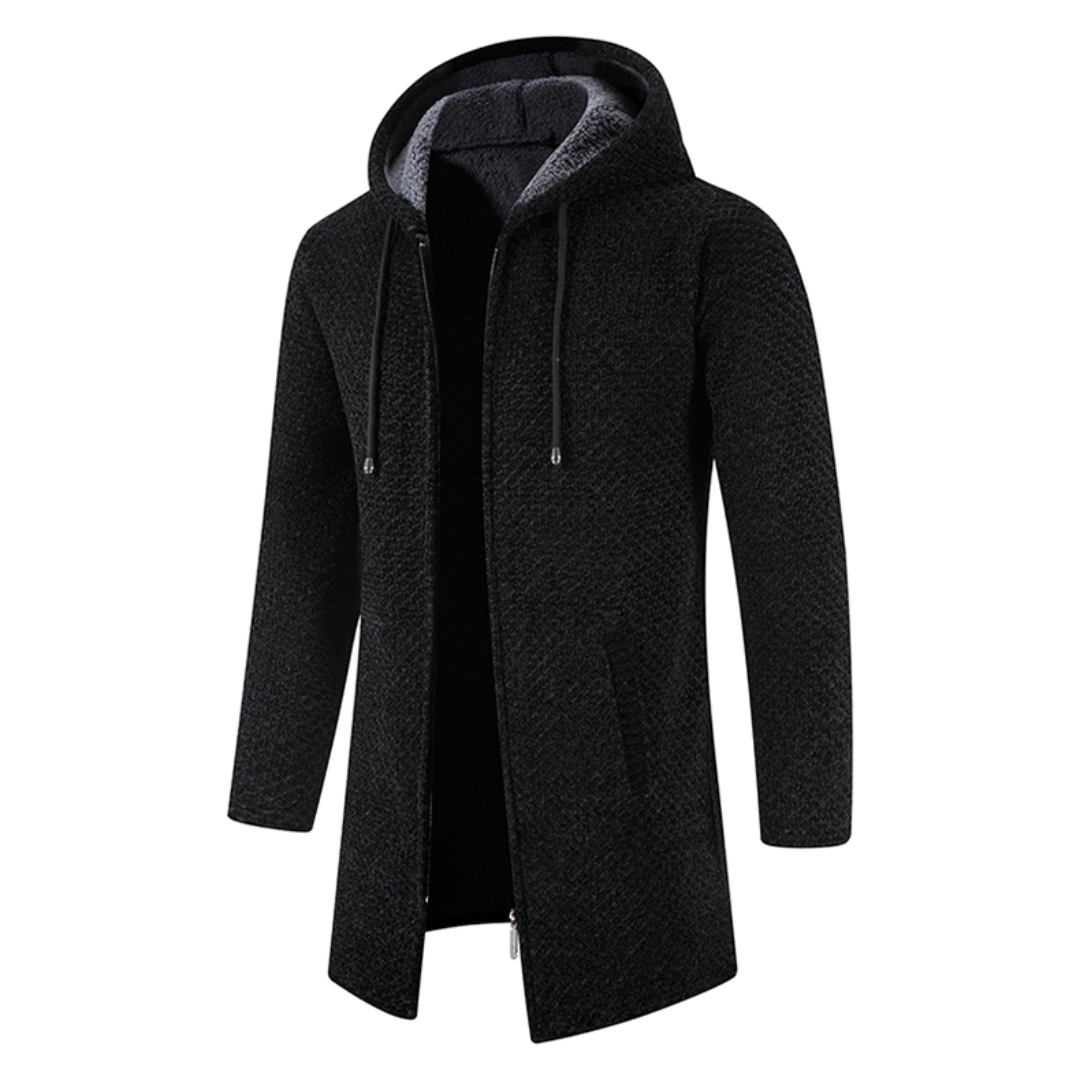 Stylische lange Strickjacke mit Kapuze für Männer - Pablo