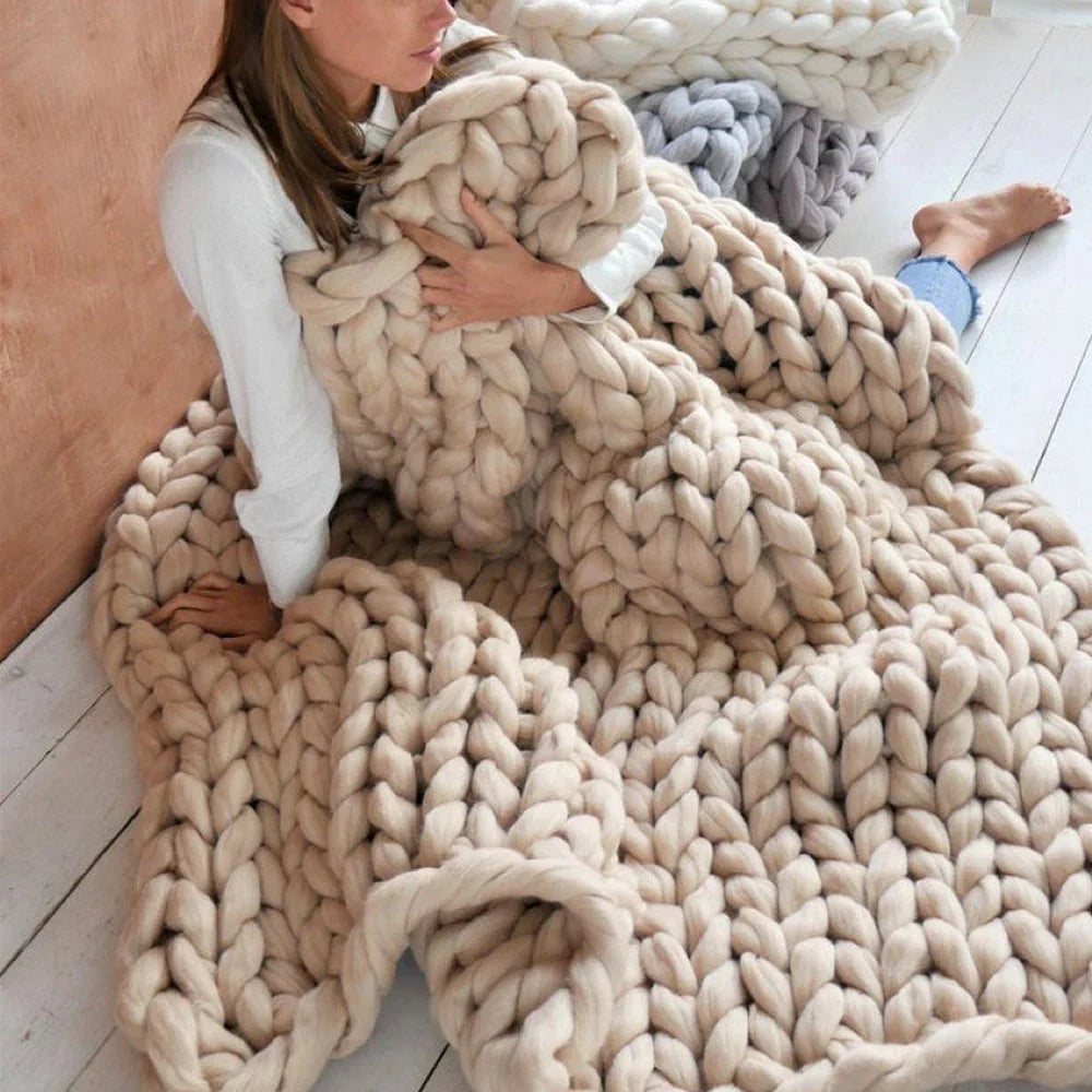 DIY Chunky XL 1000g uldgarn til bløde tæpper - LuxeWool