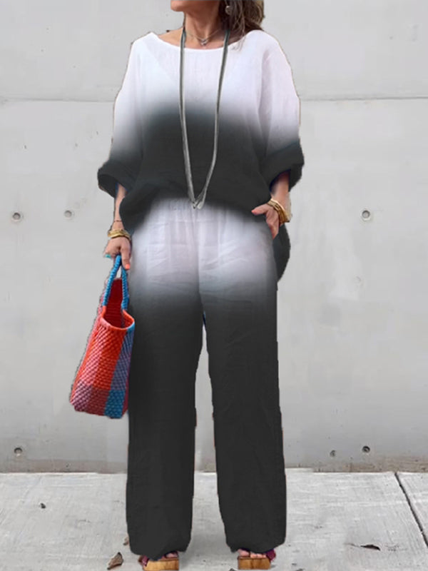 Kaia - Set due pezzi in cotone e lino per donna