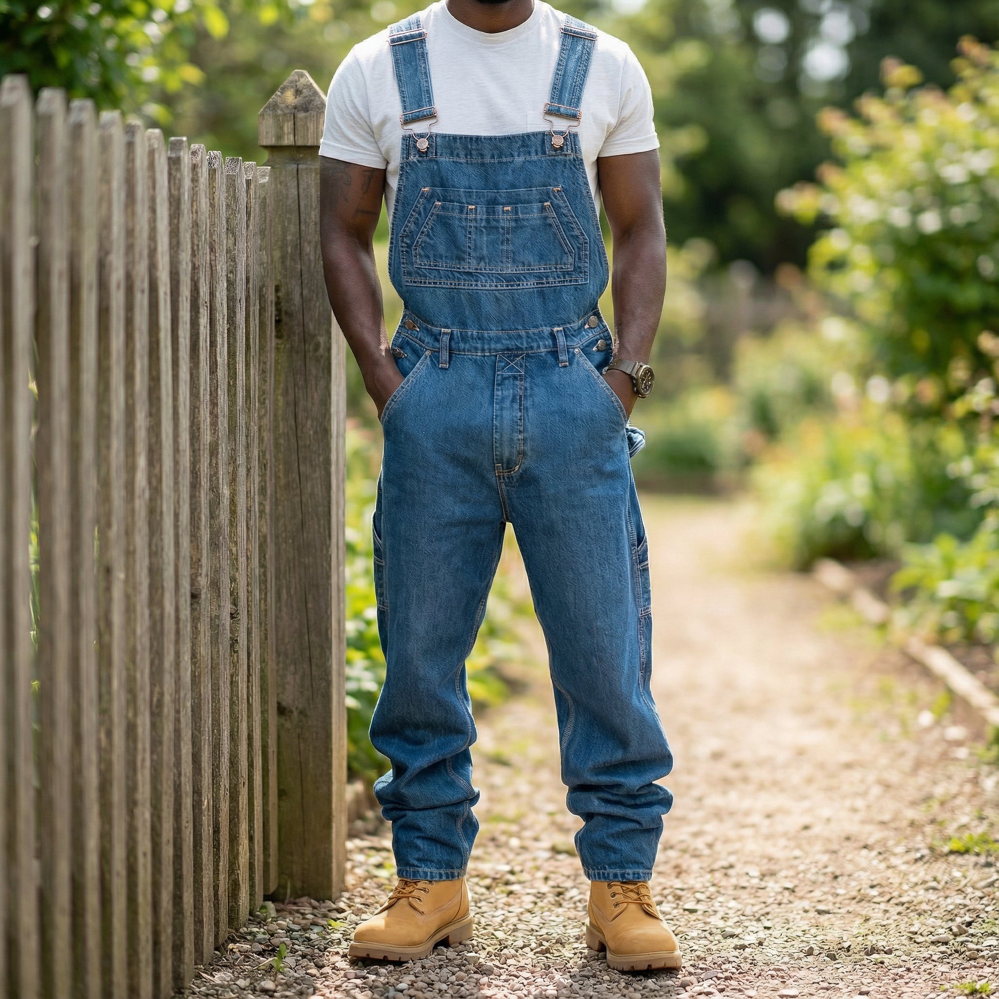 Kelim – Men's Bib Overalls Denim with Split Details – Street Clothing & Everyday Wear