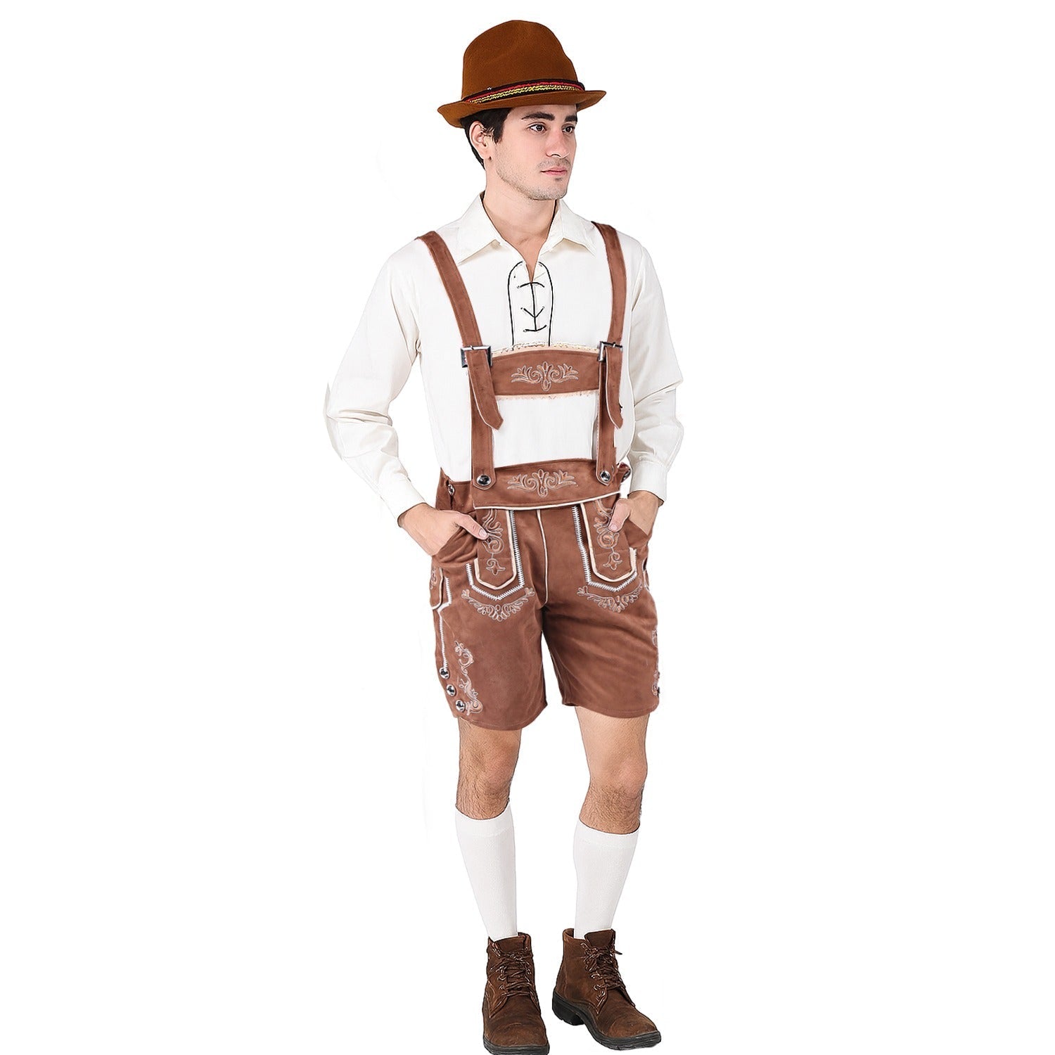 WiesnMeister – Lederhosen-Kostümset mit Hemd, Hut & Socken