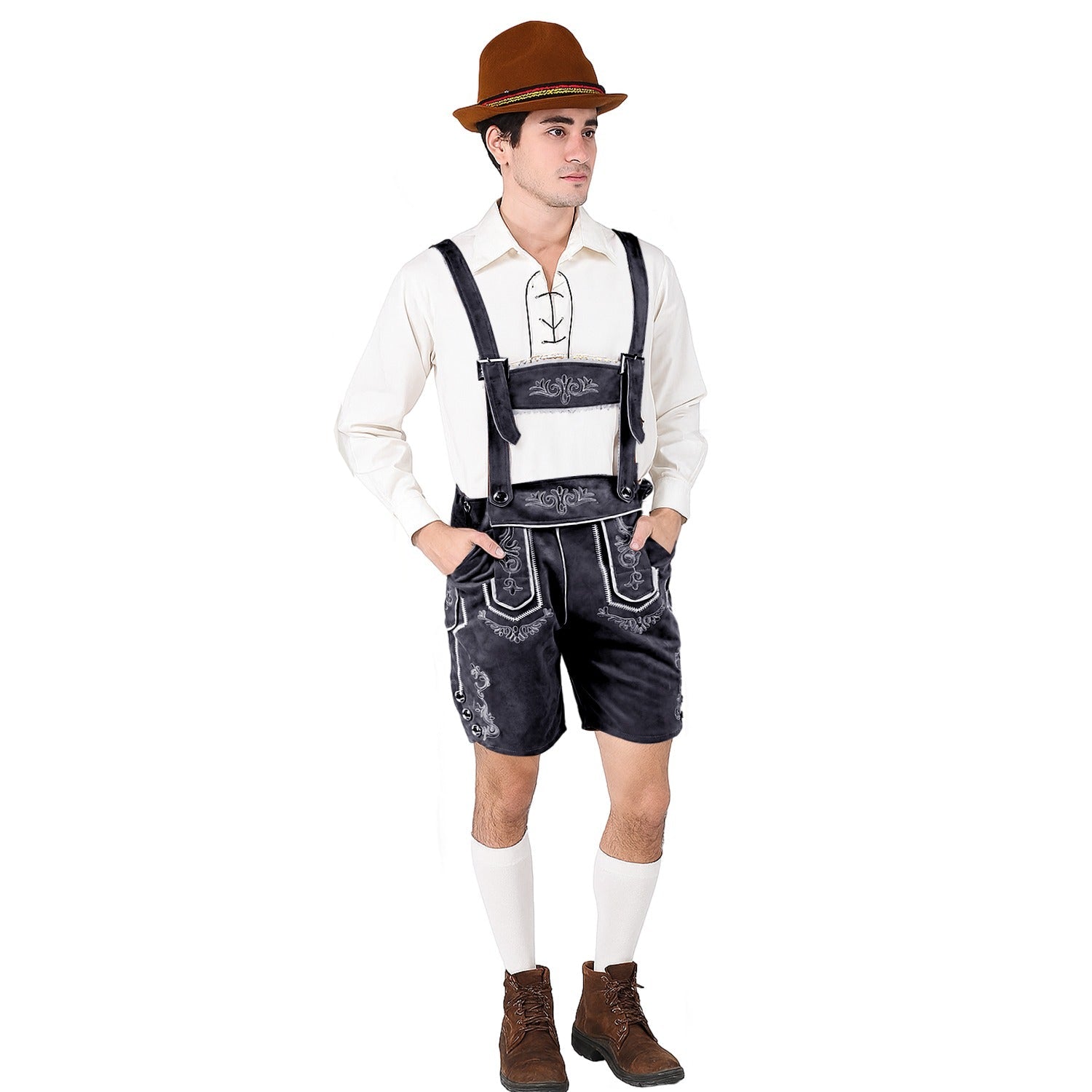 WiesnMeister – Lederhosen-Kostümset mit Hemd, Hut & Socken