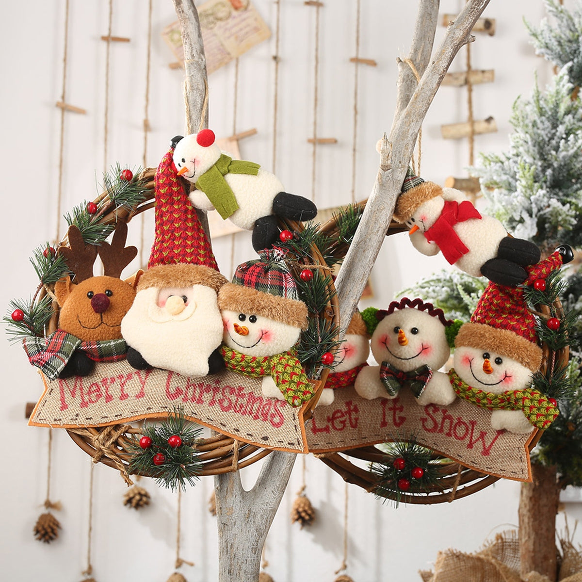Poupée de Noël Couronne Ornement | Décoration de Noël festive