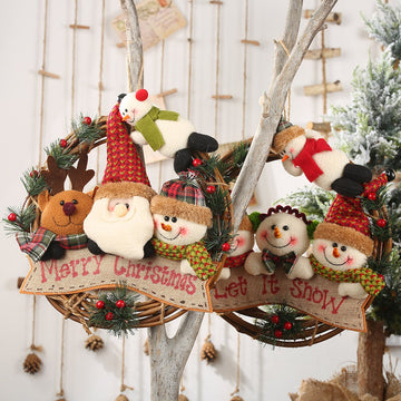 Poupée de Noël Couronne Ornement | Décoration de Noël festive