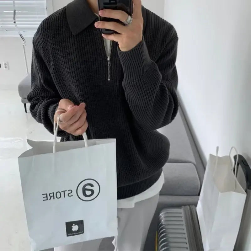 Yaniel pullover – herre pullover med lynlås, stilfuld og behagelig