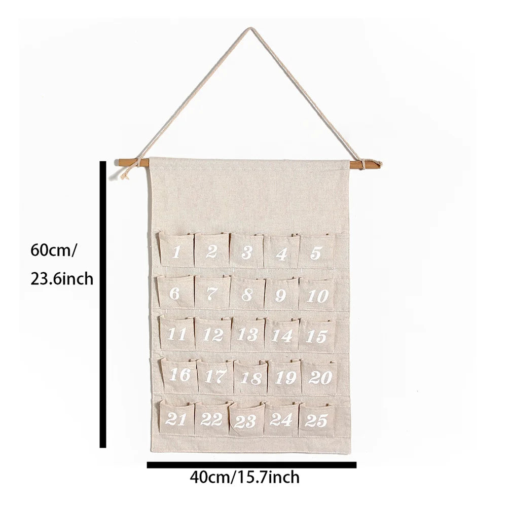 FestivityHome – Adventskalender mit 24 Taschen aus Baumwolle – personalisierbar