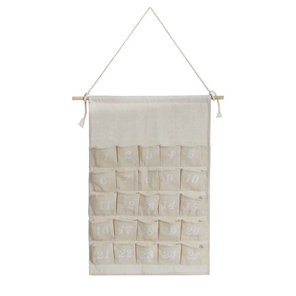 FestivityHome – Adventskalender mit 24 Taschen aus Baumwolle – personalisierbar