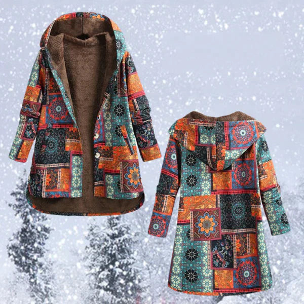 Giacca Whitney | Cappotto invernale boho con cappuccio e fodera interna riscaldante