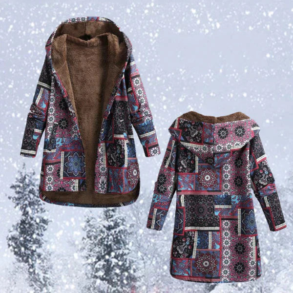 Giacca Whitney | Cappotto invernale boho con cappuccio e fodera interna riscaldante