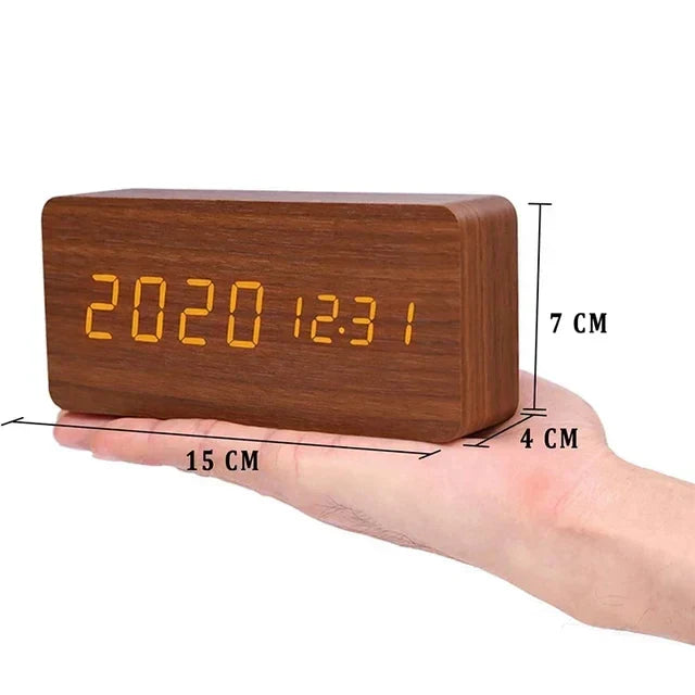 WoodWatch Wecker - LED-Anzeige mit Sprachsteuerung und Design in Holzoptik