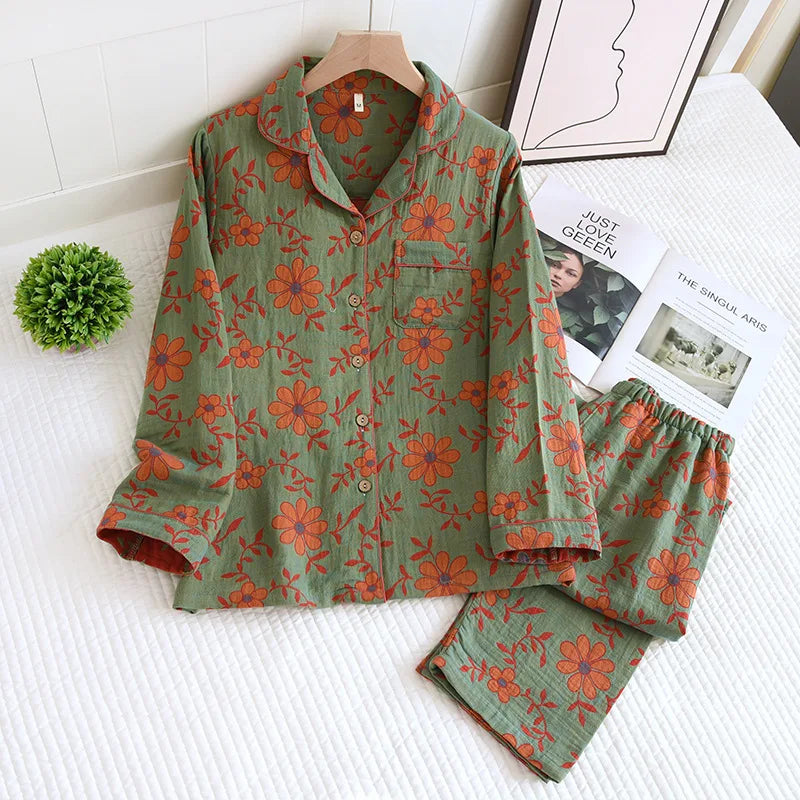 Pyjama-Set aus Baumwolle mit Blumendruck - Wrenlee