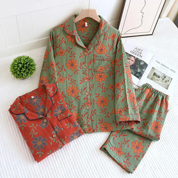 Pyjama-Set aus Baumwolle mit Blumendruck - Wrenlee