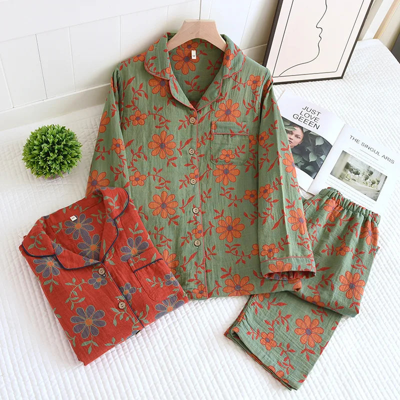 Pyjama-Set aus Baumwolle mit Blumendruck - Wrenlee
