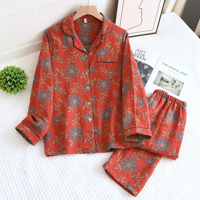 Pyjama-Set aus Baumwolle mit Blumendruck - Wrenlee