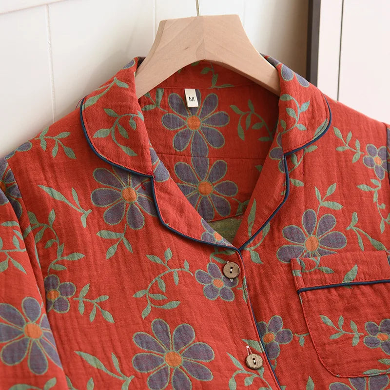 Pyjama-Set aus Baumwolle mit Blumendruck - Wrenlee