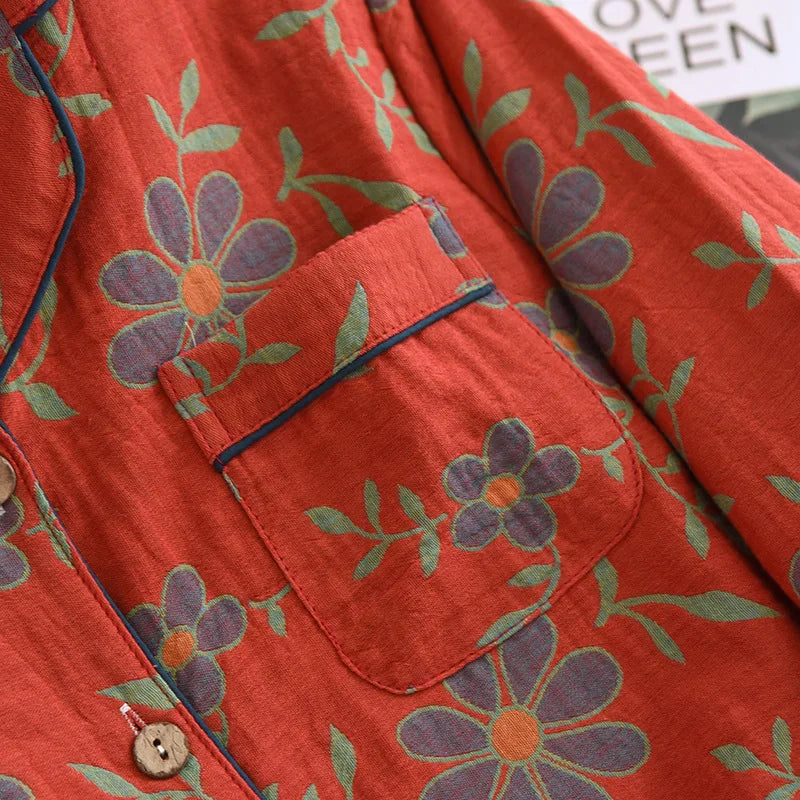 Pyjama-Set aus Baumwolle mit Blumendruck - Wrenlee