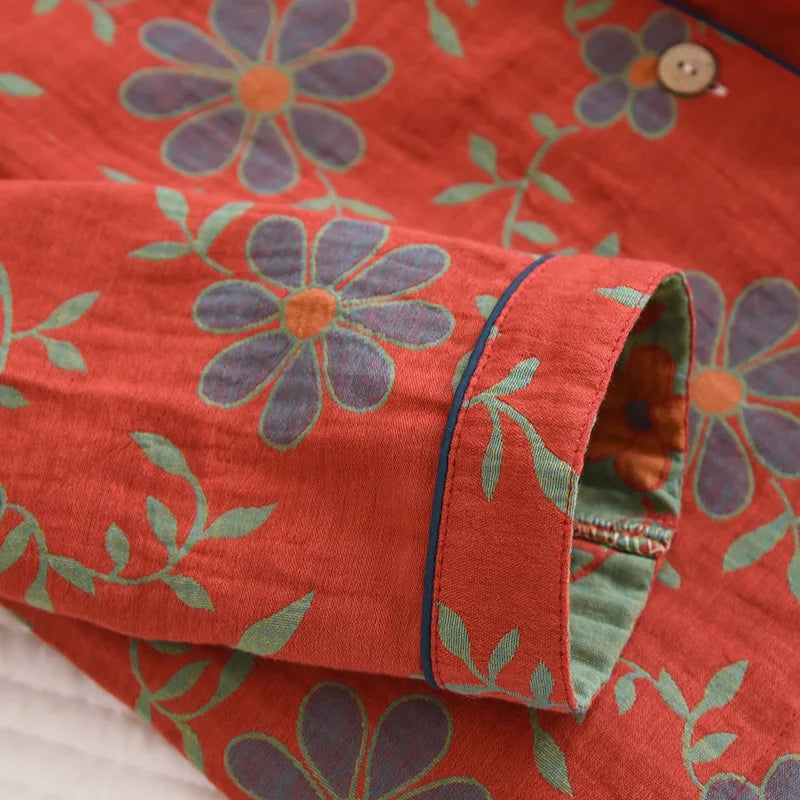 Pyjama-Set aus Baumwolle mit Blumendruck - Wrenlee