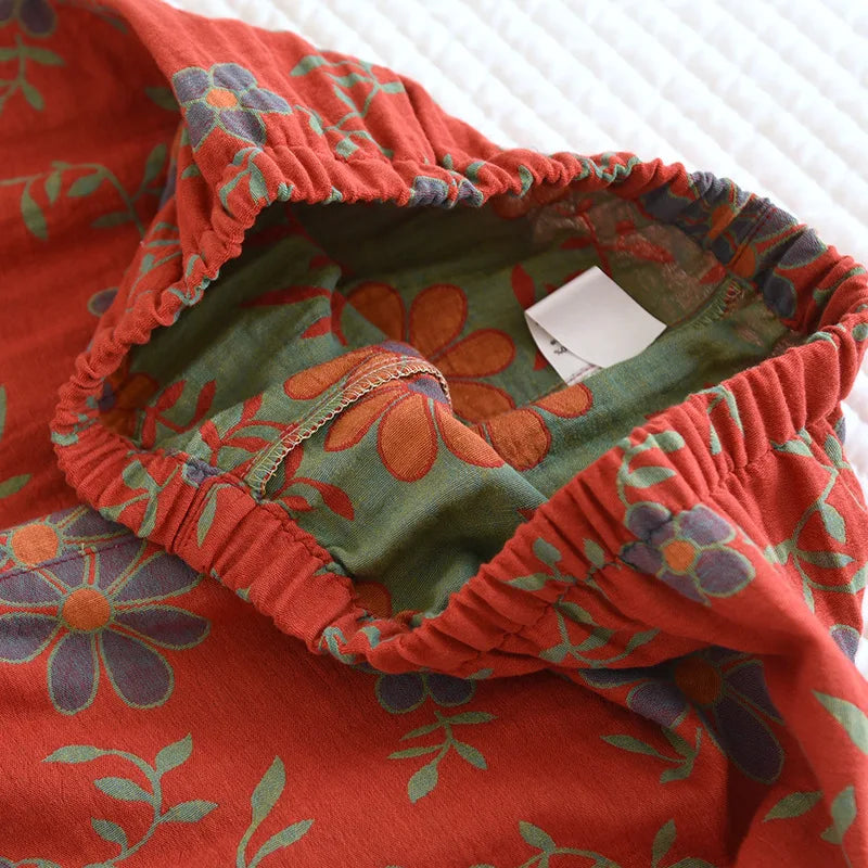 Pyjama-Set aus Baumwolle mit Blumendruck - Wrenlee