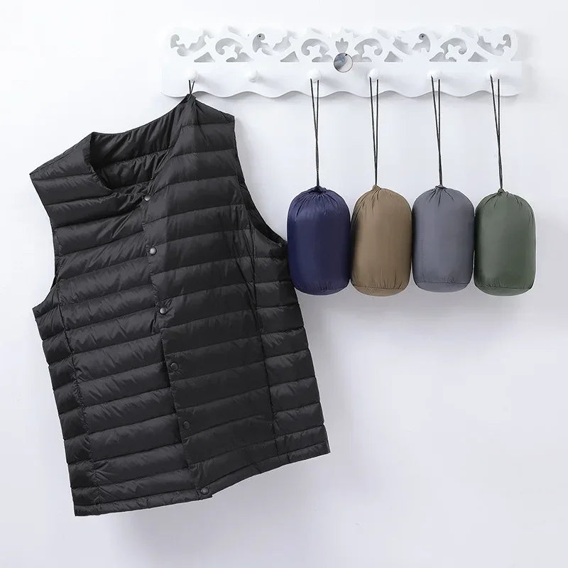 Veste sans manches en duvet pour homme – ultralégère, chaude, compressible pour automne/hiver