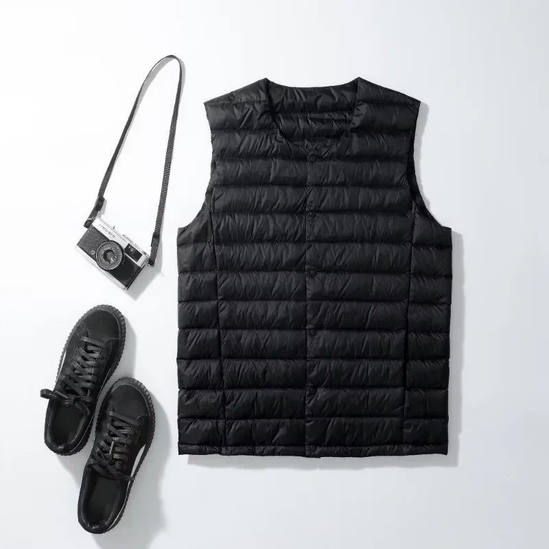 Veste sans manches en duvet pour homme – ultralégère, chaude, compressible pour automne/hiver