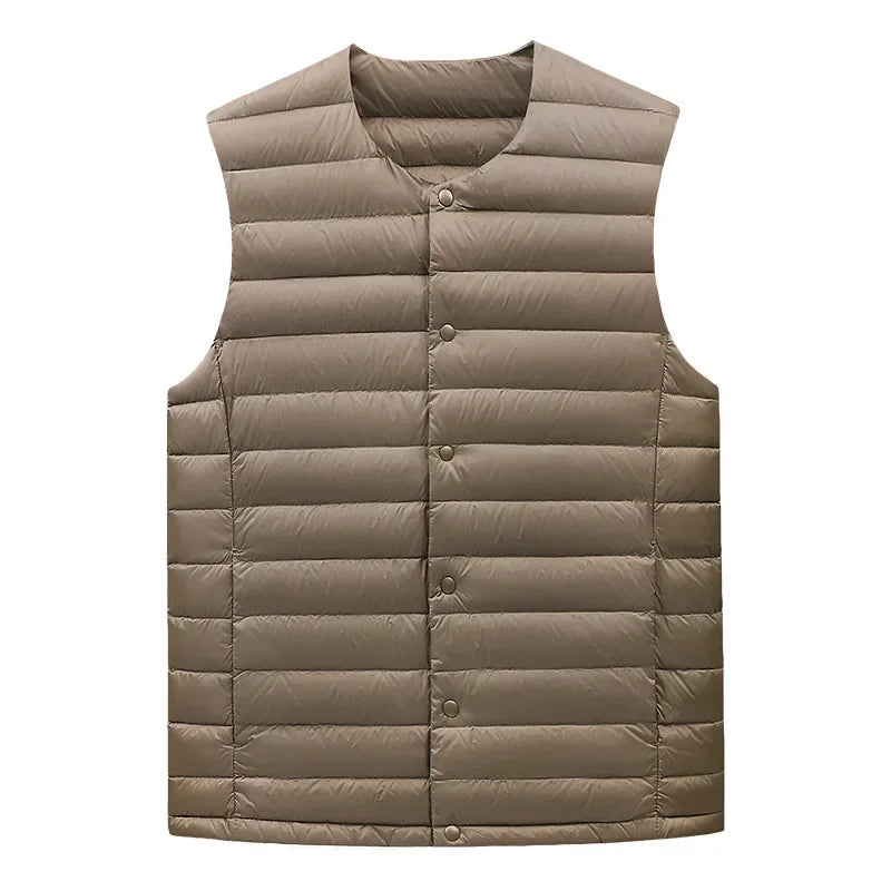 Veste sans manches en duvet pour homme – ultralégère, chaude, compressible pour automne/hiver