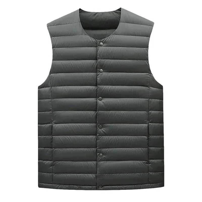 Veste sans manches en duvet pour homme – ultralégère, chaude, compressible pour automne/hiver