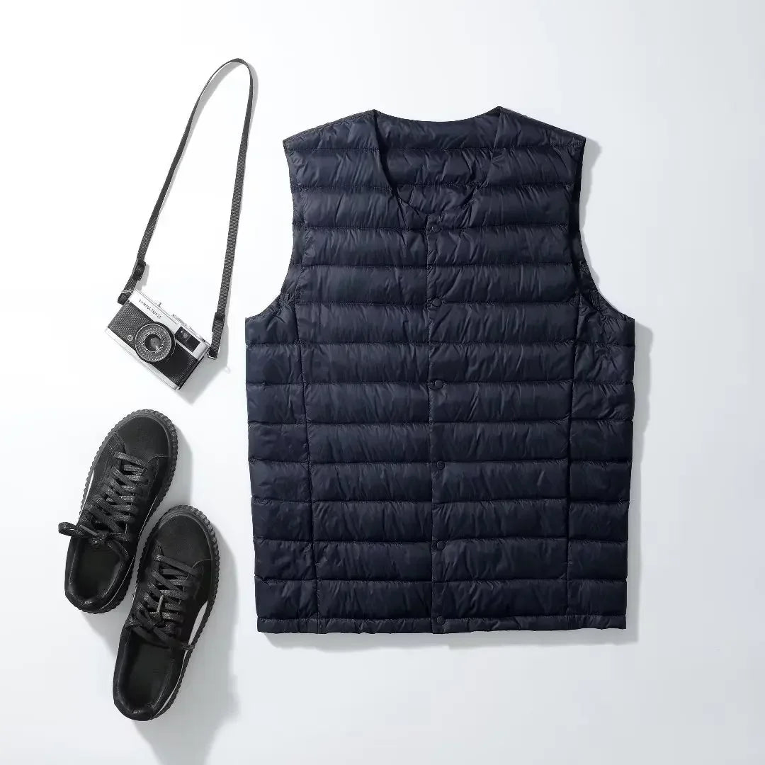 Veste sans manches en duvet pour homme – ultralégère, chaude, compressible pour automne/hiver