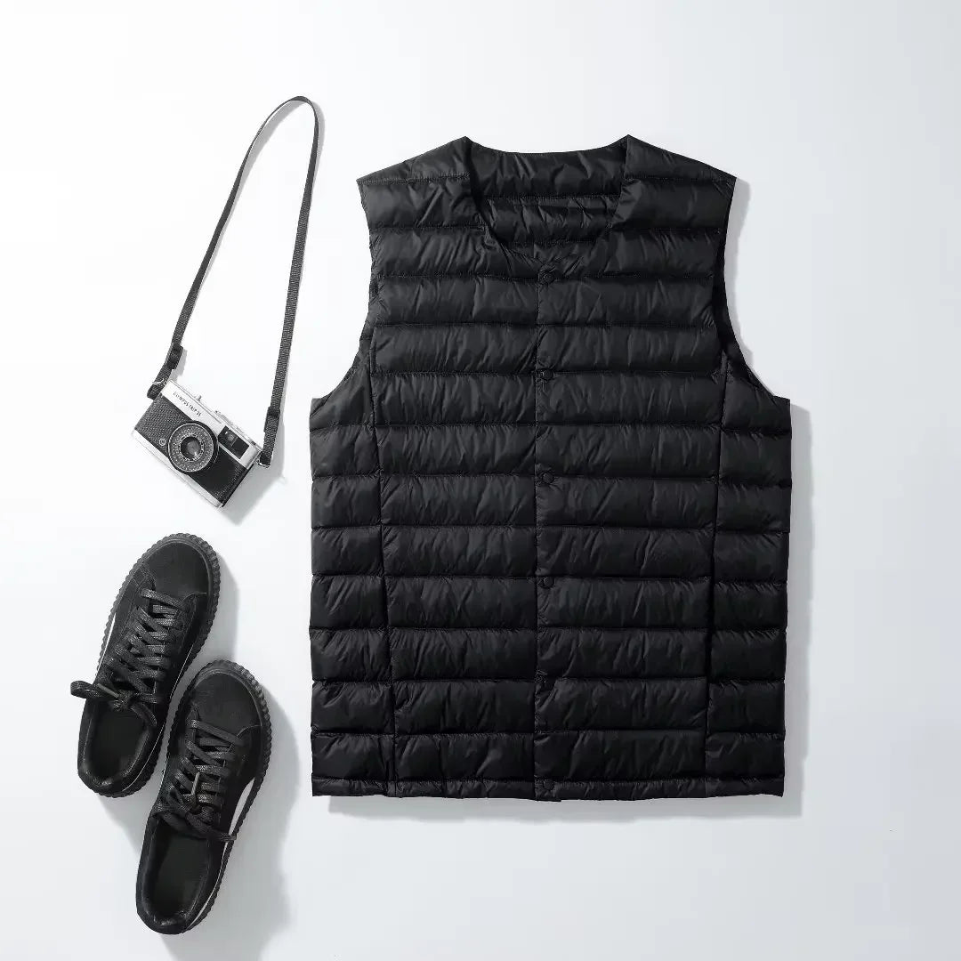 Veste sans manches en duvet pour homme – ultralégère, chaude, compressible pour automne/hiver