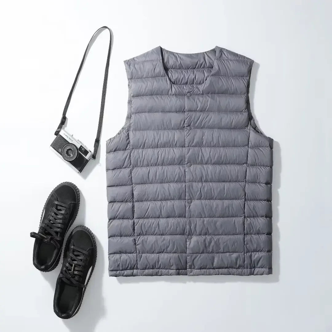 Veste sans manches en duvet pour homme – ultralégère, chaude, compressible pour automne/hiver