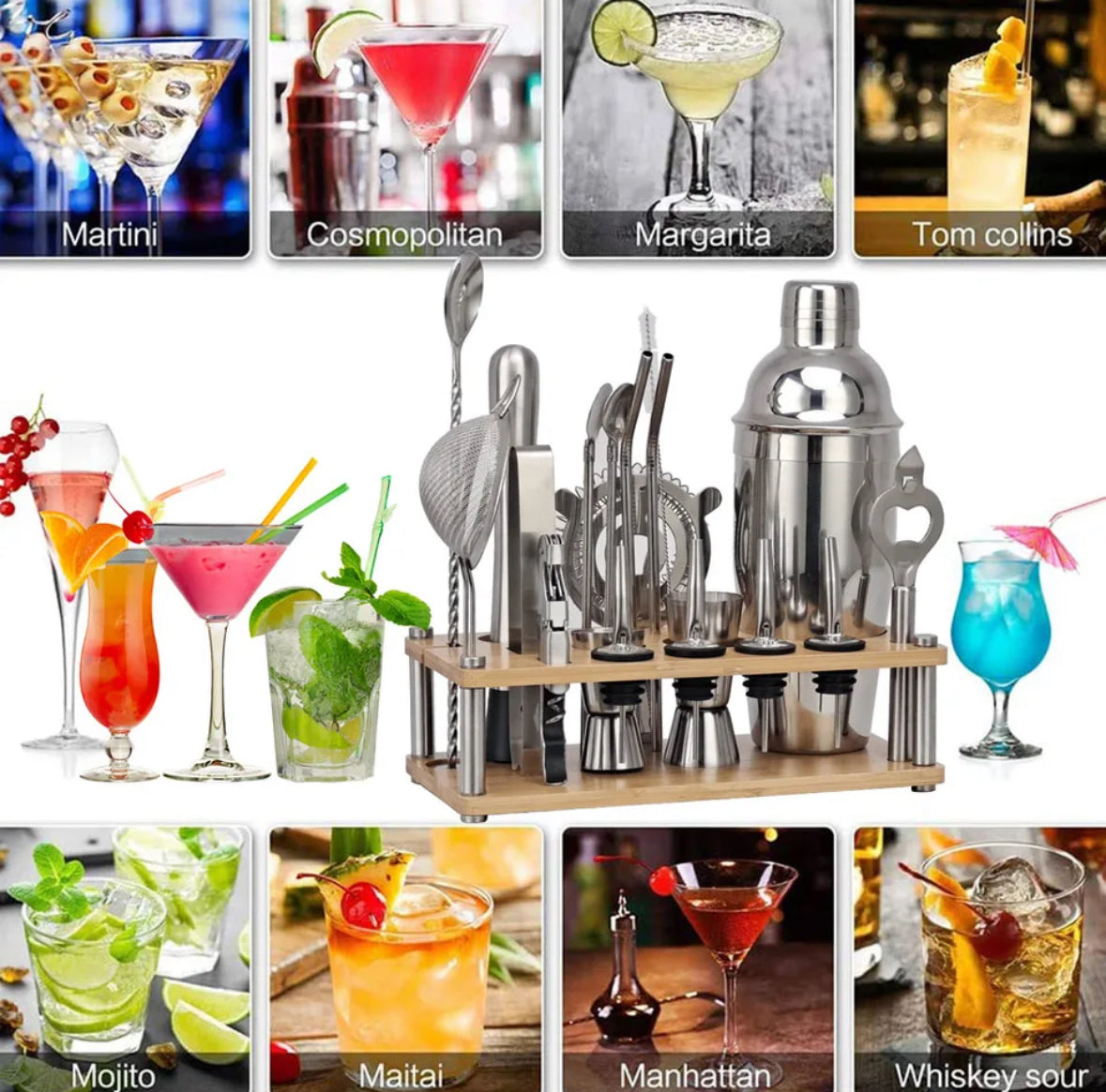 Devako Professionele Bartender Set - 23-delig, Fassungsvermögen 350ml-750ml, Komplette Cocktailtools