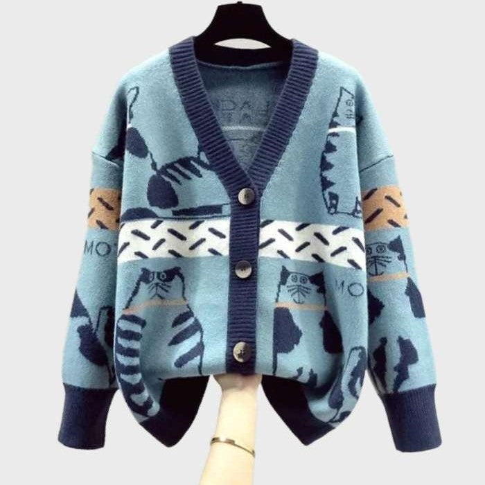 Strickjacke mit Katzenmotiv - Beth