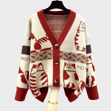 Strickjacke mit Katzenmotiv - Beth