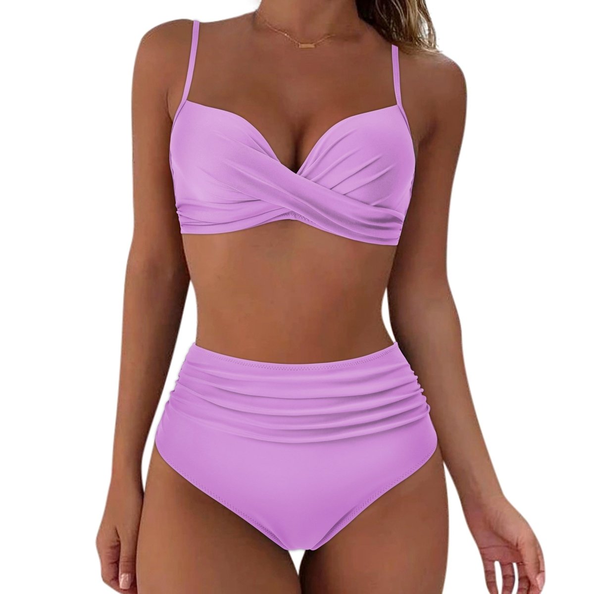 Damen Bikini Set mit Wickeloptik & High Waist – Stilvoll & bequem
