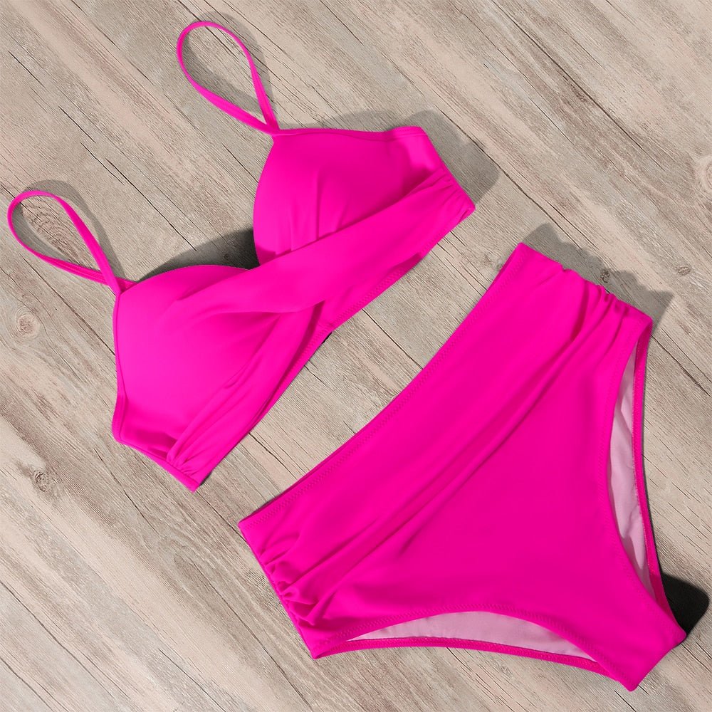 Damen Bikini Set mit Wickeloptik & High Waist – Stilvoll & bequem