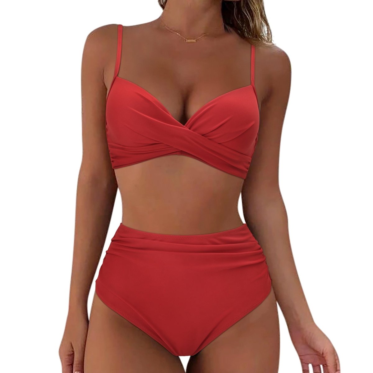 Damen Bikini Set mit Wickeloptik & High Waist – Stilvoll & bequem