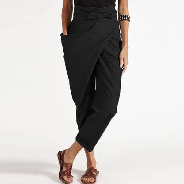 Damen Sommerhose Baggy-Stil knöchellang mit hohem Bund