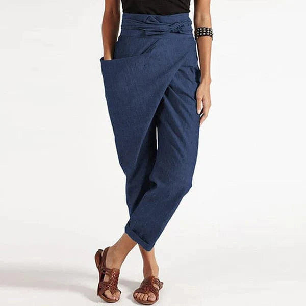 Damen Sommerhose Baggy-Stil knöchellang mit hohem Bund