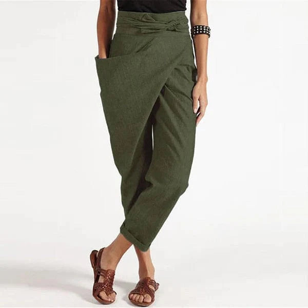 Damen Sommerhose Baggy-Stil knöchellang mit hohem Bund